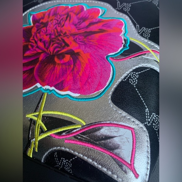 Victorias Secret Faux Leather Cosmetic Makeup Clutch Bag Black Monogram NWT - Picture 7 of 9